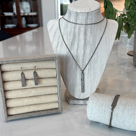 Chloe + Isabel Pave Bar set including necklace, earrings, and bracelet - Picture 1 of 15